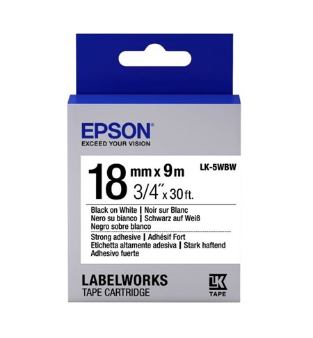 Epson LK-5WBW Ribbon Black on White Strong Adhesive 18mm x 9m